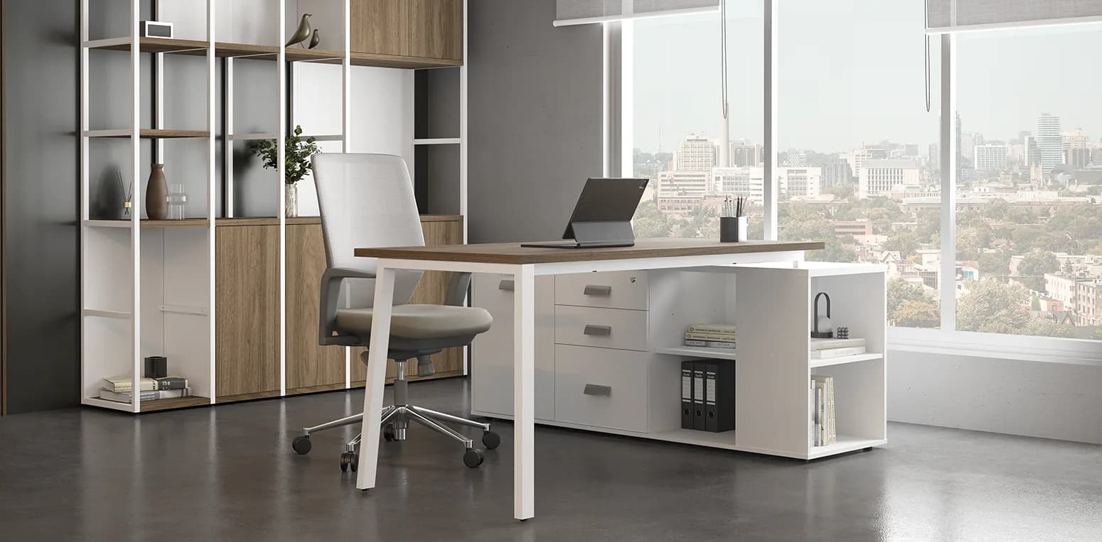 Mesa em L com Armario Baixo Prima ARQ