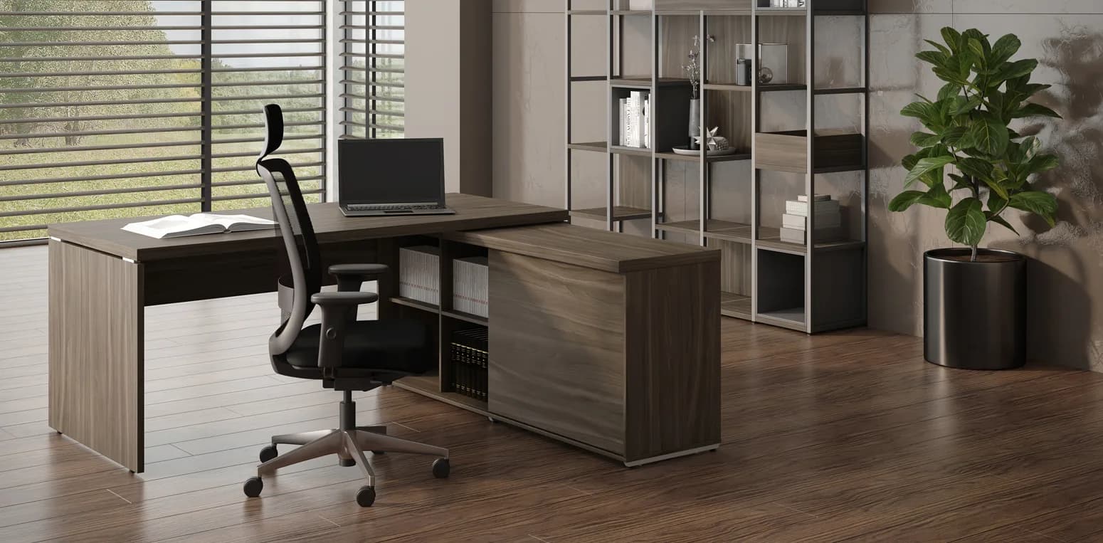 Mesa em L com Prateleira - Prima Impact