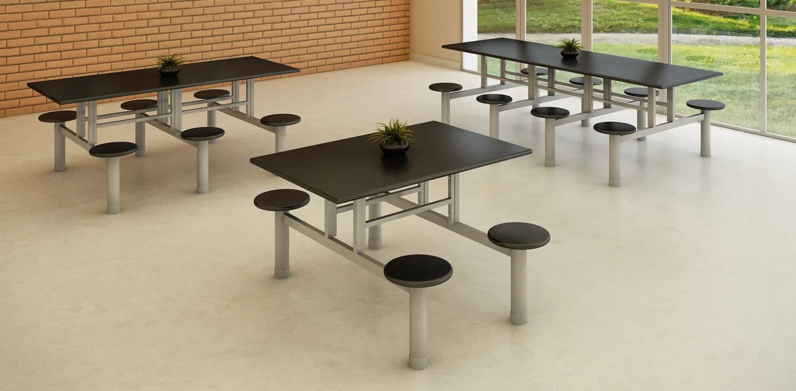 Mesa de Refeitorio com Banco Redondo
